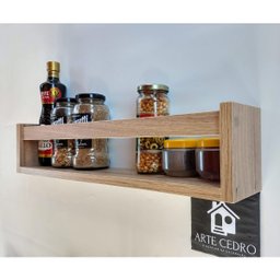 Kit Com 3 Prateleiras De Cozinha Porta Tempero Nicho De Parede Mdf Madeira 55cm - 2