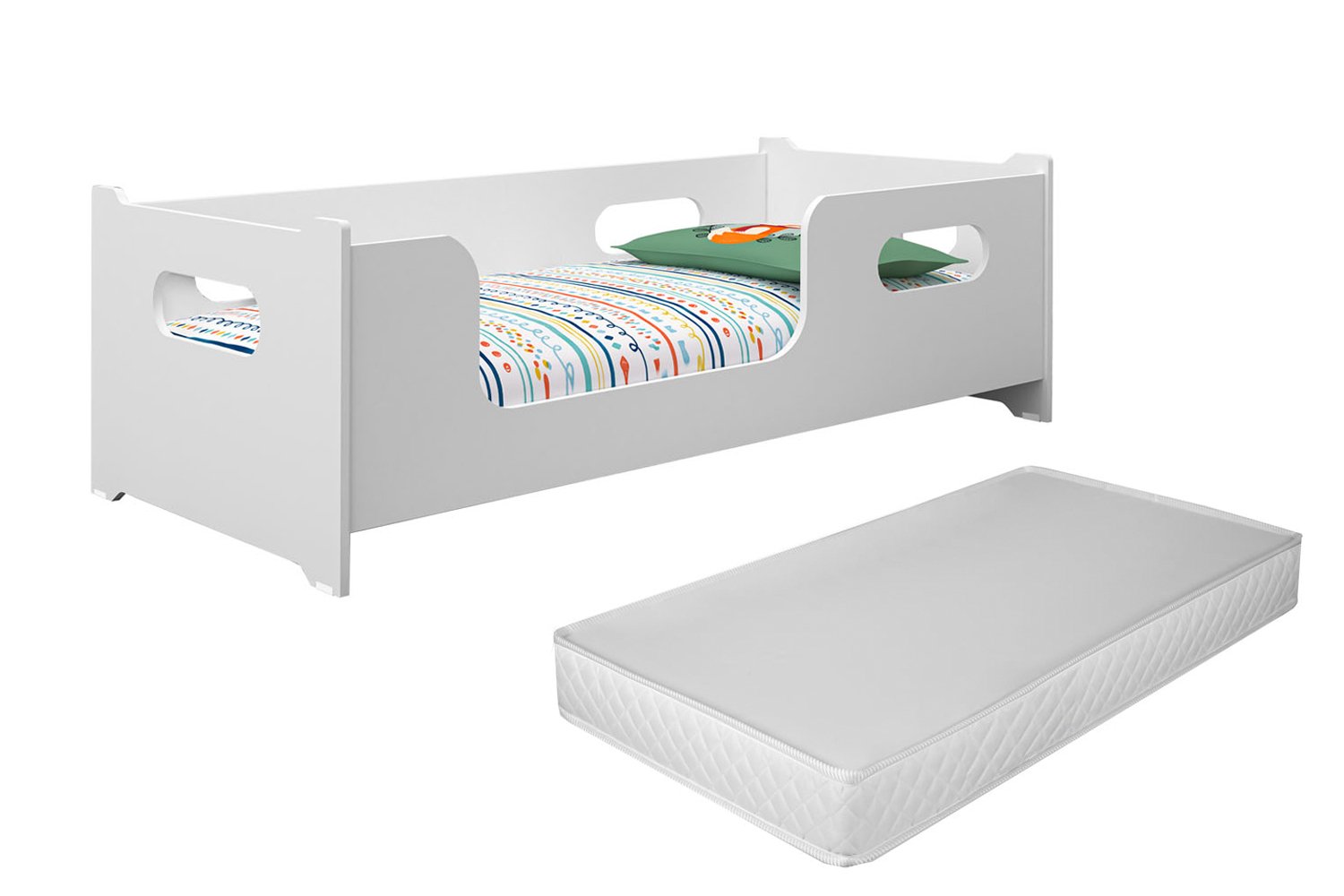 Cama Infantil Montessoriana Meninas Meninos Baby para Quarto Criança Encanto com Colchão Cor Branco