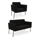 Ver imagem 1 de Sofá Namoradeira e Poltrona Pé de Ferro Preto para Sala Elisa Suede D03 - D'Rossi Cor Preto
