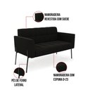Ver imagem 3 de Sofá Namoradeira e Poltrona Pé de Ferro Preto para Sala Elisa Suede D03 - D'Rossi Cor Preto