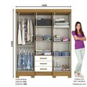 Ver imagem 4 de Guarda Roupa Solteiro 06 Portas E 3 Gavetas B23 Briz Nature Off White