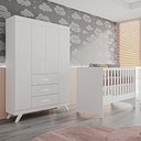 Ver imagem 2 de Quarto Infantil Maya Branco Acetinado Roupeiro e Berço Mini Cama Móveis Canaã