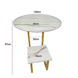 Mesa de Cabeceira Canto Redonda Lateral Sala Quarto Varanda Multiuso Escritorio Decoraçao Minimalist - 7