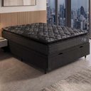 Ver imagem 1 de Cama Box Baú Casal Colchão com Molas Ensacadas City Pillow Top 138x188x64cm Preto Hellen