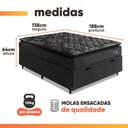 Ver imagem 3 de Cama Box Baú Casal Colchão com Molas Ensacadas City Pillow Top 138x188x64cm Preto Hellen