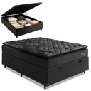 Ver imagem 2 de Cama Box Baú Casal Colchão com Molas Ensacadas City Pillow Top 138x188x64cm Preto Hellen