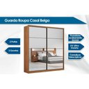 Ver imagem 2 de Guarda Roupas 2 Portas de Correr 3 Gavetas c/ Espelho Belga Amêndola Touch - Demóbile