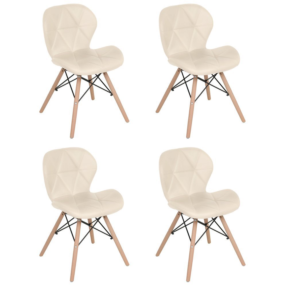 Kit 4 Cadeiras Estofadas Charles Eames Eiffel Slim Wood Confort - 1