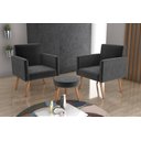 Ver imagem 1 de Kit 2 Poltronas Decorativas e Puff Decorativo Pés Palito Dallas Matrix