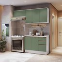 Ver imagem 1 de Armário de Cozinha Compacta 3 Gavetas 100% Mdf 200cm Branco/verde Celeste Kappesberg