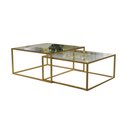 Ver imagem 2 de Mesa de Centro Industrial Moderna Atemporal Duo Catarina Dourado e Tampo de Vidro