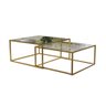 Mesa de Centro Industrial Moderna Atemporal Duo Catarina Dourado e Tampo de Vidro - 2
