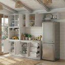 Ver imagem 2 de Cozinha Planejada 5 Peças 2 Aéreo 2 Balcão com Tampo 1 Cristaleira Marselha CabeCasa MadeiraOriginals Branco