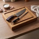 Ver imagem 3 de Kit Churrasco Tábua Cepo Maciço 5cm Faca Artesanal Chaira