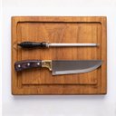 Ver imagem 4 de Kit Churrasco Tábua Cepo Maciço 5cm Faca Artesanal Chaira