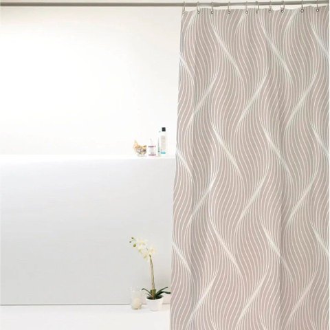 Cortina para Box Banheiro Antimofo Poliéster 198x180cm - Onda Cinza
