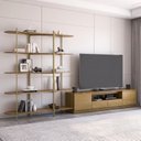 Ver imagem 1 de Kit 2 Peças Rack 220cm e Estante em MDF Carvalho Dourado
