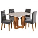 Ver imagem 2 de Mesa de Jantar 4 Lugares Afrodite com Vidro Mel/off White/veludo Cinza - Viero Móveis