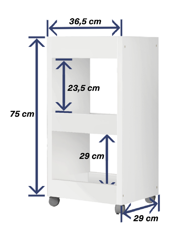 Carrinho Multiuso Lavanderia - 3 Prateleiras com rodízios (Cor Branca) - 2