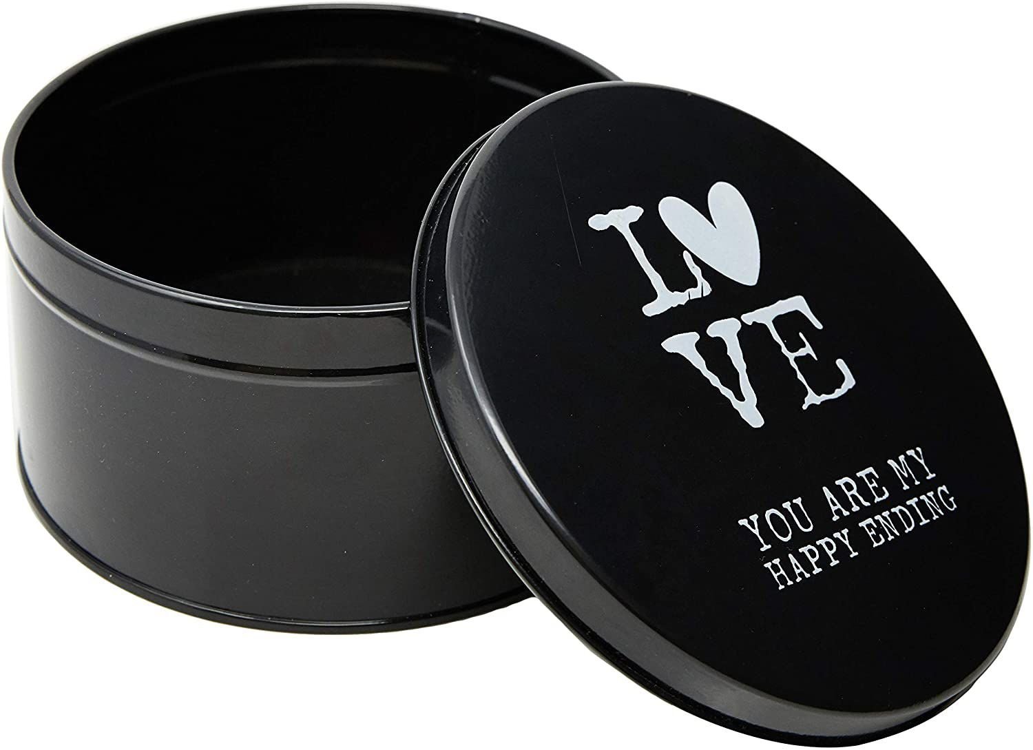 Caixa Organizadora Decorativa Lovestory Metal Preto Redondo - 3