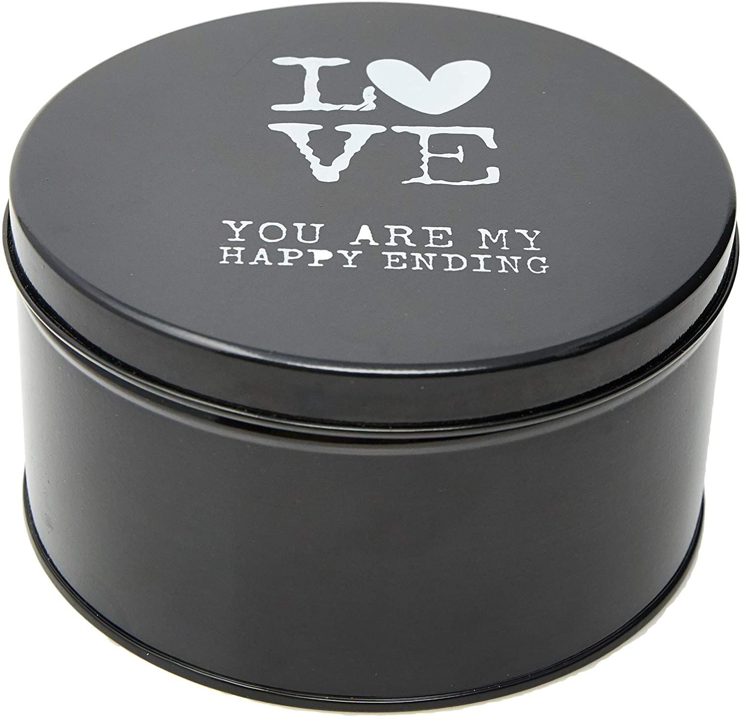 Caixa Organizadora Decorativa Lovestory Metal Preto Redondo - 2