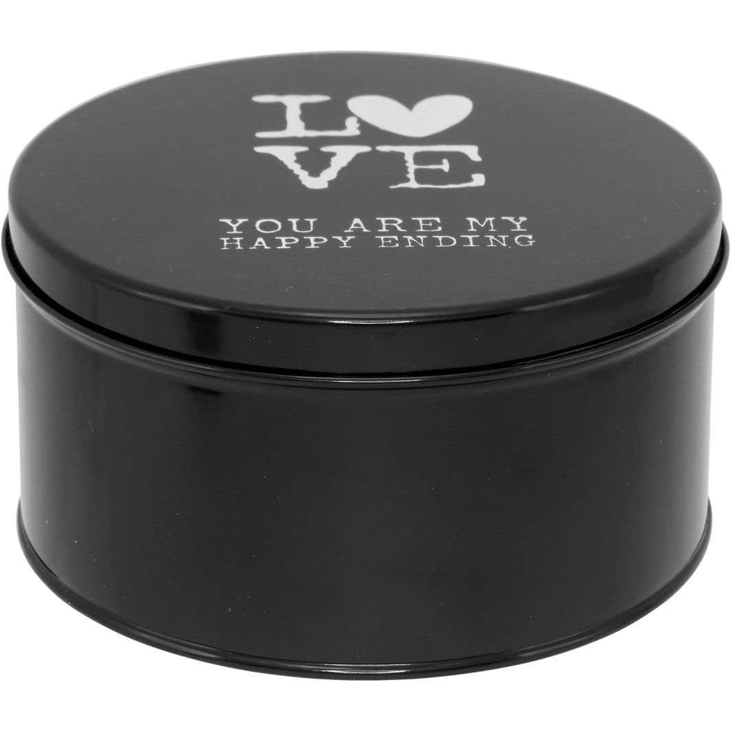 Caixa Organizadora Decorativa Lovestory Metal Preto Redondo