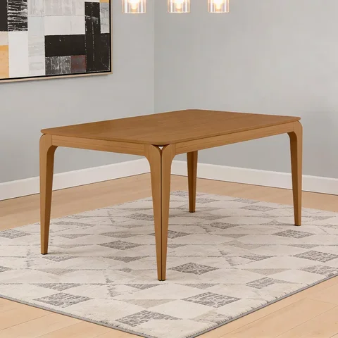 Mesa de Jantar 6 Lugares Retangular 160cm Tampo MDF Claris N01 Ypê - Lyam Decor