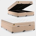 Ver imagem 1 de Cama Box Baú Queen Bipartido + Colchão Life D33 Pillow Top 56x158x198cm - Bege - e-Shop Casa