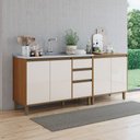 Ver imagem 1 de Balcão de Cozinha para Pia Venaly 5 Portas 2 Gavetas Cinamomo/Off White - Henn