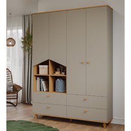 Quarto para Bebê 1 Berço, Guarda Roupa, Cômoda e Estante Picolé Espresso Móveis - 10