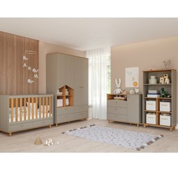 Quarto para Bebê 1 Berço, Guarda Roupa, Cômoda e Estante Picolé Espresso Móveis - 1 Quarto para Bebê 1 Berço, Guarda Roupa, Cômoda e Estante Picolé Espresso Móveis - 1
