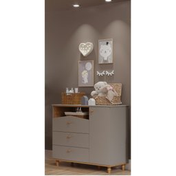 Quarto para Bebê 1 Berço, Guarda Roupa, Cômoda e Estante Picolé Espresso Móveis - 13 Quarto para Bebê 1 Berço, Guarda Roupa, Cômoda e Estante Picolé Espresso Móveis - 13