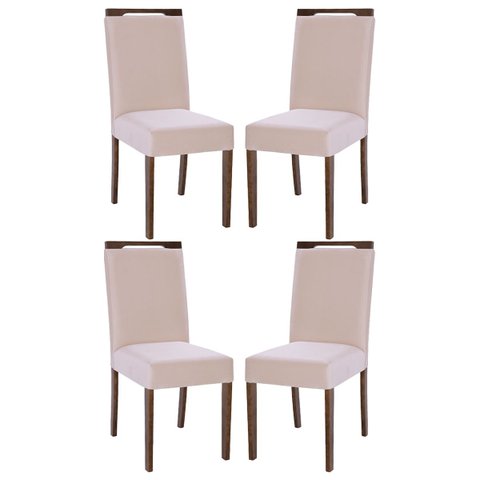 Kit 4 Cadeiras de Jantar Rubi 44 X 98 Cm Estofadas D26 Madeira Imbuia Suede Bege - Clicklar