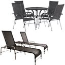 Ver imagem 1 de Kit Piscina Espreguiçadeiras Mesas Cadeiras Externa Alumínio Trama Original Catar e Venus