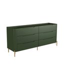Ver imagem 1 de Cômoda com 6 Gavetas 178cm Pés em Metal 100% Mdf Cor:musgo com Dourado