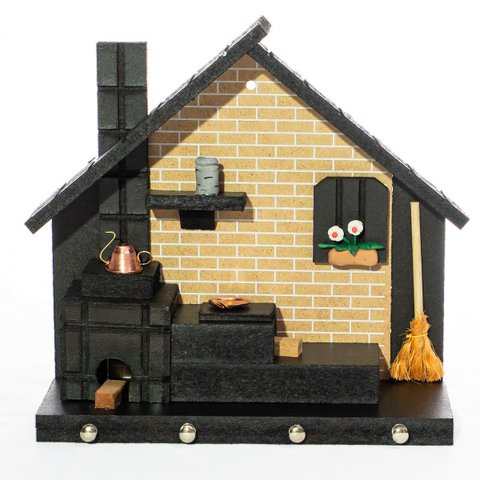 Porta Chaves de Parede Casinha Mineira Artesanal G Bege