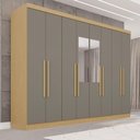 Ver imagem 1 de Guarda-Roupa Casal com Espelho 8 Portas 241cm Multimóveis Madeirado/Cinza