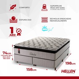 Cama Box Queen  Molas Ensacadas Belvedere 158x198x74 - 3