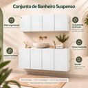 Ver imagem 3 de Conjunto de Banheiro com Aéreo e Balcão 4 Portas Suspenso 123,5cm Multimóveis MP5542 Branco