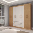 Ver imagem 1 de Guarda-roupa Casal Coliseu 8 Portas 4 Gavetas Canelato/natura - Panorama Móveis