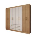 Ver imagem 3 de Guarda-roupa Casal Coliseu 8 Portas 4 Gavetas Canelato/natura - Panorama Móveis