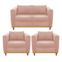Ver imagem 1 de Kit Sofá 2 Lugares e 2 Poltronas Europa Suede Rosê - Amarena Móveis