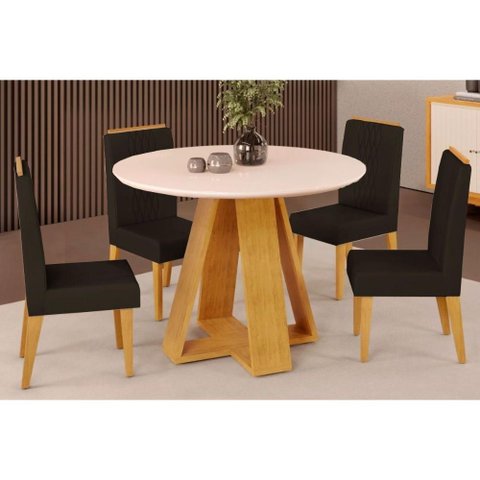 Mesa Sala Celeste 103 + 4 Cad Lia Cedro DJ Móveis