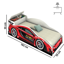 Cama Carro Infantil Vermelho Com Baú Com Colchão - 6