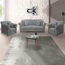 Ver imagem 5 de Kit 2 Poltronas E Sofá 2 Lugares 1,60m Veludo Cinza Grafite