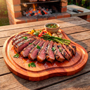 Ver imagem 3 de Tábua Churrasco Servir Cortar Carne Grande 40 cm Decoração Petisqueira Rustica Madeira Maciça