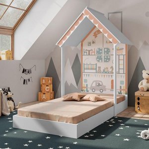 Mini Cama Casinha Montessoriana Home Branca