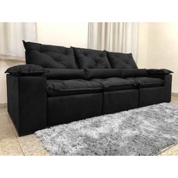 Sofá 4 e 5 Lugares Retrátil e Reclinável Preto 2,90m Alpoim Estofados Athenas:preto - 4