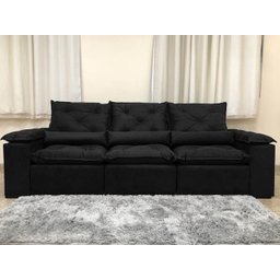 Sofá 4 e 5 Lugares Retrátil e Reclinável Preto 2,90m Alpoim Estofados Athenas:preto - 3