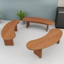 Ver imagem 1 de Conjunto 3 Bancos Decorativos Curvos Mdf para Sala Varandas